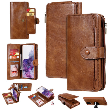 For Galaxy S20 Plus Multifunctional Retro Detachable Magnetic Horizontal Flip Leather Case with Card Slots & Holder & Wallet & Photo Frame(Brown)-garmade.com