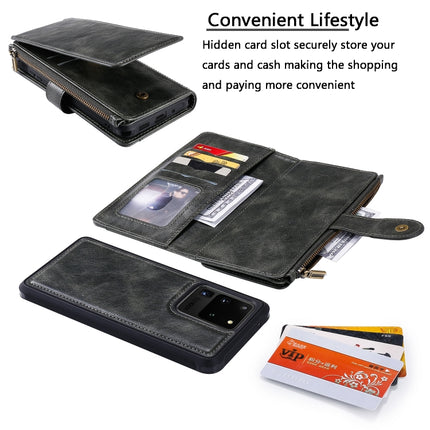 For Galaxy S20 Ultra Multifunctional Retro Detachable Magnetic Horizontal Flip Leather Case with Card Slots & Holder & Wallet & Photo Frame(Dark Grey)-garmade.com