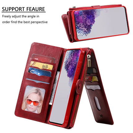 For Galaxy S20 Ultra Multifunctional Retro Detachable Magnetic Horizontal Flip Leather Case with Card Slots & Holder & Wallet & Photo Frame(Red)-garmade.com