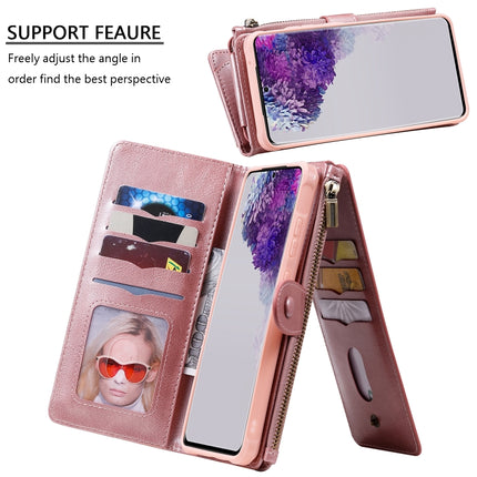 For Galaxy S20 Ultra Multifunctional Retro Detachable Magnetic Horizontal Flip Leather Case with Card Slots & Holder & Wallet & Photo Frame(Pink)-garmade.com