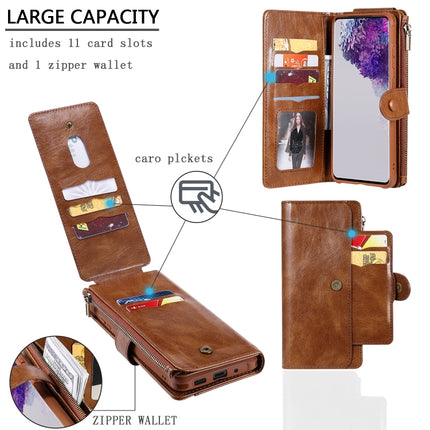 For Galaxy S20 Ultra Multifunctional Retro Detachable Magnetic Horizontal Flip Leather Case with Card Slots & Holder & Wallet & Photo Frame(Brown)-garmade.com