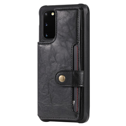 For Galaxy S20 Shockproof Horizontal Flip Protective Case with Holder & Card Slots & Wallet & Photo Frame & Short Lanyard(Black)-garmade.com