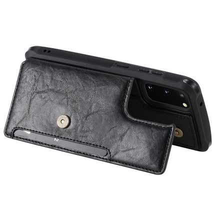 For Galaxy S20 Shockproof Horizontal Flip Protective Case with Holder & Card Slots & Wallet & Photo Frame & Short Lanyard(Black)-garmade.com