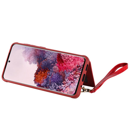 For Galaxy S20 Shockproof Horizontal Flip Protective Case with Holder & Card Slots & Wallet & Photo Frame & Short Lanyard(Red)-garmade.com