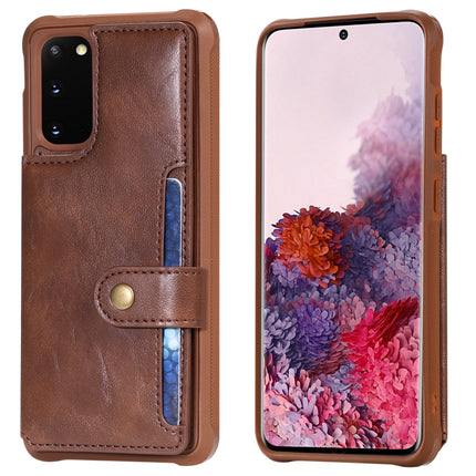 For Galaxy S20 Shockproof Horizontal Flip Protective Case with Holder & Card Slots & Wallet & Photo Frame & Short Lanyard(Coffee)-garmade.com