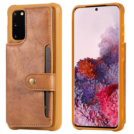 For Galaxy S20 Shockproof Horizontal Flip Protective Case with Holder & Card Slots & Wallet & Photo Frame & Short Lanyard(Brown)-garmade.com