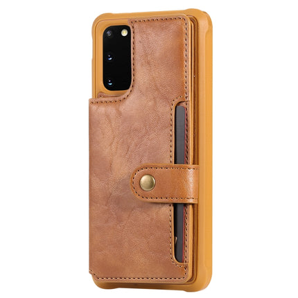 For Galaxy S20 Shockproof Horizontal Flip Protective Case with Holder & Card Slots & Wallet & Photo Frame & Short Lanyard(Brown)-garmade.com