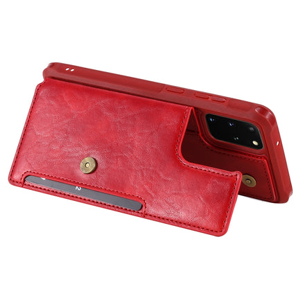 For Galaxy S20 Plus Shockproof Horizontal Flip Protective Case with Holder & Card Slots & Wallet & Photo Frame & Short Lanyard(Red)-garmade.com