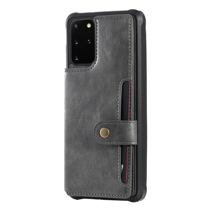 For Galaxy S20 Plus Shockproof Horizontal Flip Protective Case with Holder & Card Slots & Wallet & Photo Frame & Short Lanyard(Grey)-garmade.com