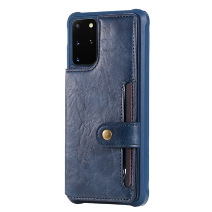 For Galaxy S20 Plus Shockproof Horizontal Flip Protective Case with Holder & Card Slots & Wallet & Photo Frame & Short Lanyard(Blue)-garmade.com