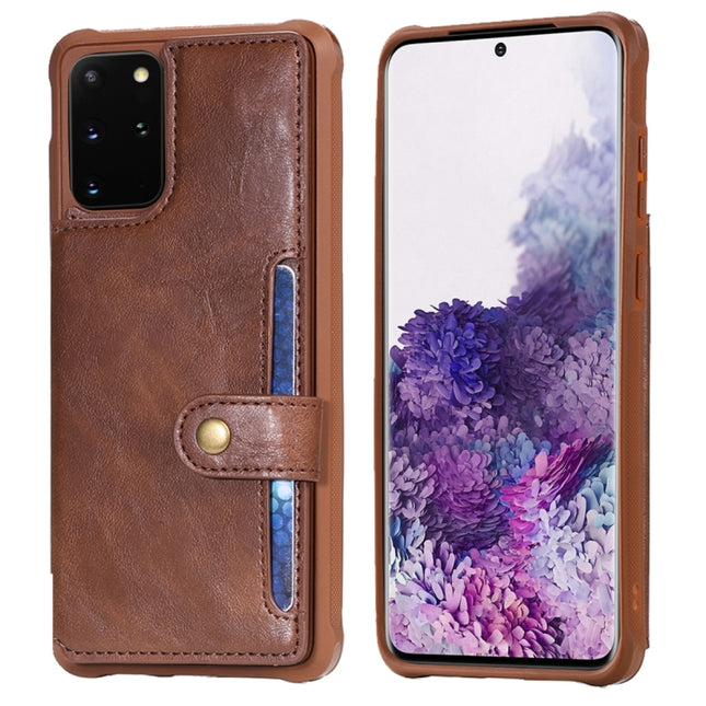 For Galaxy S20 Plus Shockproof Horizontal Flip Protective Case with Holder & Card Slots & Wallet & Photo Frame & Short Lanyard(Brown)-garmade.com