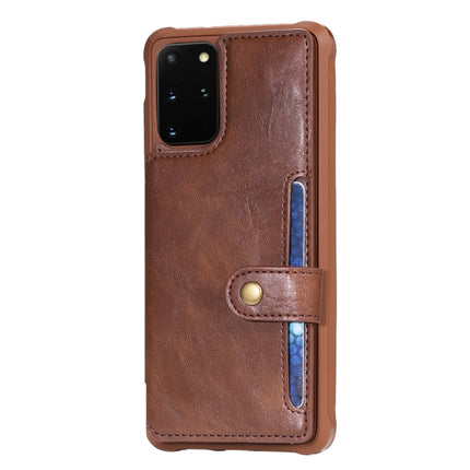 For Galaxy S20 Plus Shockproof Horizontal Flip Protective Case with Holder & Card Slots & Wallet & Photo Frame & Short Lanyard(Brown)-garmade.com