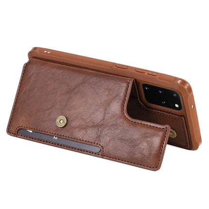 For Galaxy S20 Plus Shockproof Horizontal Flip Protective Case with Holder & Card Slots & Wallet & Photo Frame & Short Lanyard(Brown)-garmade.com