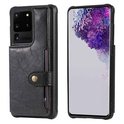 For Galaxy S20 Ultra Shockproof Horizontal Flip Protective Case with Holder & Card Slots & Wallet & Photo Frame & Short Lanyard(Black)-garmade.com