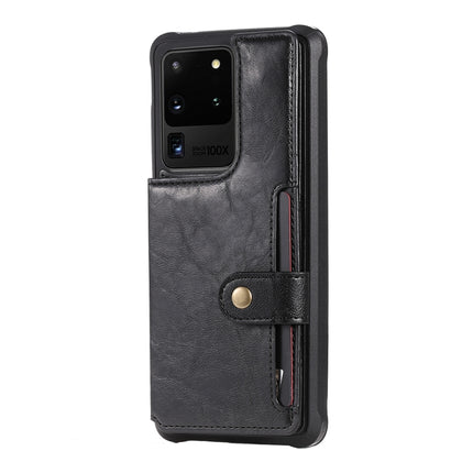 For Galaxy S20 Ultra Shockproof Horizontal Flip Protective Case with Holder & Card Slots & Wallet & Photo Frame & Short Lanyard(Black)-garmade.com