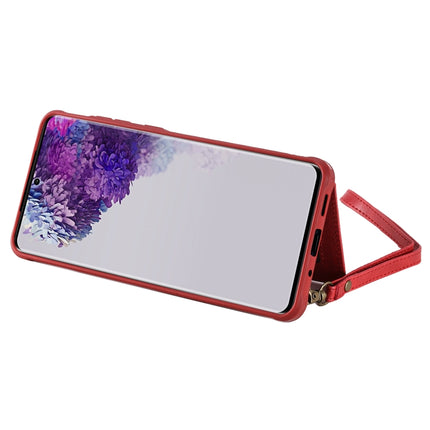 For Galaxy S20 Ultra Shockproof Horizontal Flip Protective Case with Holder & Card Slots & Wallet & Photo Frame & Short Lanyard(Red)-garmade.com
