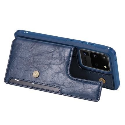 For Galaxy S20 Ultra Shockproof Horizontal Flip Protective Case with Holder & Card Slots & Wallet & Photo Frame & Short Lanyard(Blue)-garmade.com