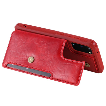 For Galaxy S20 Shockproof Horizontal Flip Protective Case with Holder & Card Slots & Wallet & Photo Frame & Short + Long Lanyard(Red)-garmade.com