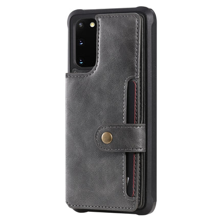 For Galaxy S20 Shockproof Horizontal Flip Protective Case with Holder & Card Slots & Wallet & Photo Frame & Short + Long Lanyard(Grey)-garmade.com