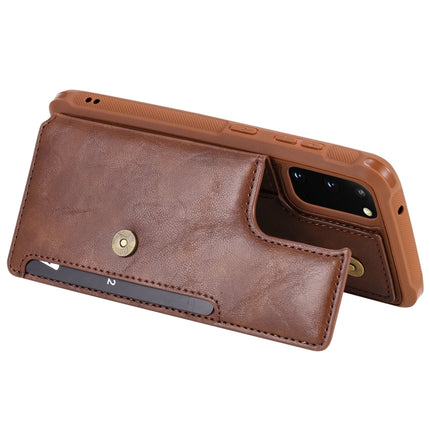 For Galaxy S20 Shockproof Horizontal Flip Protective Case with Holder & Card Slots & Wallet & Photo Frame & Short + Long Lanyard(Coffee)-garmade.com