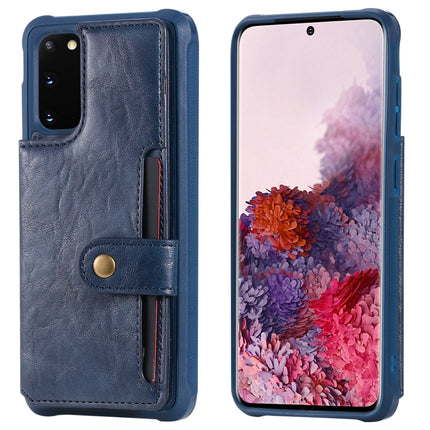 For Galaxy S20 Shockproof Horizontal Flip Protective Case with Holder & Card Slots & Wallet & Photo Frame & Short + Long Lanyard(Blue)-garmade.com