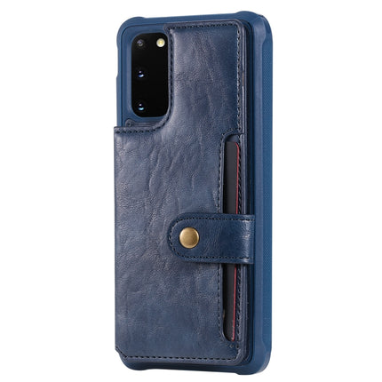For Galaxy S20 Shockproof Horizontal Flip Protective Case with Holder & Card Slots & Wallet & Photo Frame & Short + Long Lanyard(Blue)-garmade.com