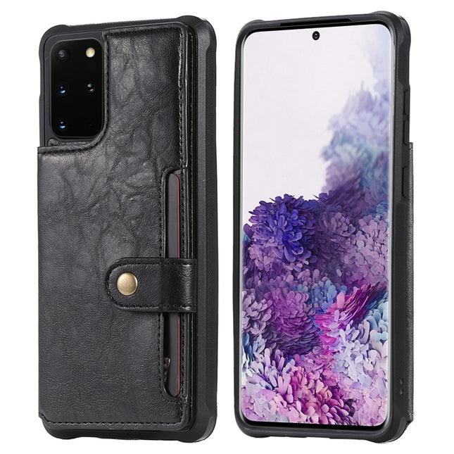 For Galaxy S20 Plus Shockproof Horizontal Flip Protective Case with Holder & Card Slots & Wallet & Photo Frame & Short + Long Lanyard(Black)-garmade.com