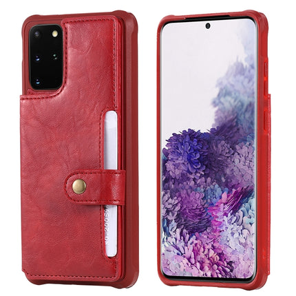 For Galaxy S20 Plus Shockproof Horizontal Flip Protective Case with Holder & Card Slots & Wallet & Photo Frame & Short + Long Lanyard(Red)-garmade.com