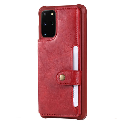 For Galaxy S20 Plus Shockproof Horizontal Flip Protective Case with Holder & Card Slots & Wallet & Photo Frame & Short + Long Lanyard(Red)-garmade.com