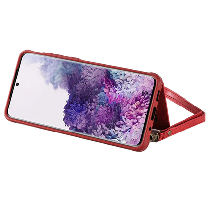 For Galaxy S20 Plus Shockproof Horizontal Flip Protective Case with Holder & Card Slots & Wallet & Photo Frame & Short + Long Lanyard(Red)-garmade.com