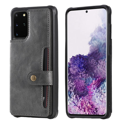 For Galaxy S20 Plus Shockproof Horizontal Flip Protective Case with Holder & Card Slots & Wallet & Photo Frame & Short + Long Lanyard(Grey)-garmade.com