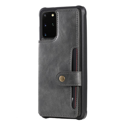 For Galaxy S20 Plus Shockproof Horizontal Flip Protective Case with Holder & Card Slots & Wallet & Photo Frame & Short + Long Lanyard(Grey)-garmade.com