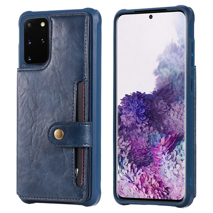 For Galaxy S20 Plus Shockproof Horizontal Flip Protective Case with Holder & Card Slots & Wallet & Photo Frame & Short + Long Lanyard(Blue)-garmade.com