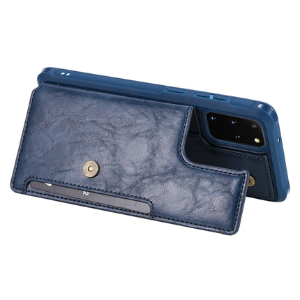 For Galaxy S20 Plus Shockproof Horizontal Flip Protective Case with Holder & Card Slots & Wallet & Photo Frame & Short + Long Lanyard(Blue)-garmade.com