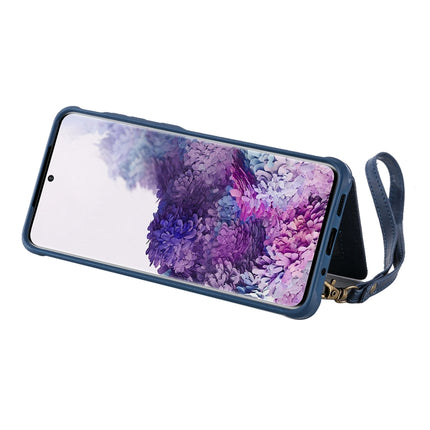 For Galaxy S20 Plus Shockproof Horizontal Flip Protective Case with Holder & Card Slots & Wallet & Photo Frame & Short + Long Lanyard(Blue)-garmade.com