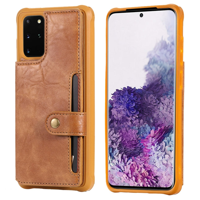 For Galaxy S20 Plus Shockproof Horizontal Flip Protective Case with Holder & Card Slots & Wallet & Photo Frame & Short + Long Lanyard(Brown)-garmade.com