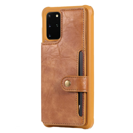 For Galaxy S20 Plus Shockproof Horizontal Flip Protective Case with Holder & Card Slots & Wallet & Photo Frame & Short + Long Lanyard(Brown)-garmade.com