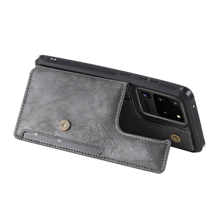 For Galaxy S20 Ultra Shockproof Horizontal Flip Protective Case with Holder & Card Slots & Wallet & Photo Frame & Short + Long Lanyard(Grey)-garmade.com