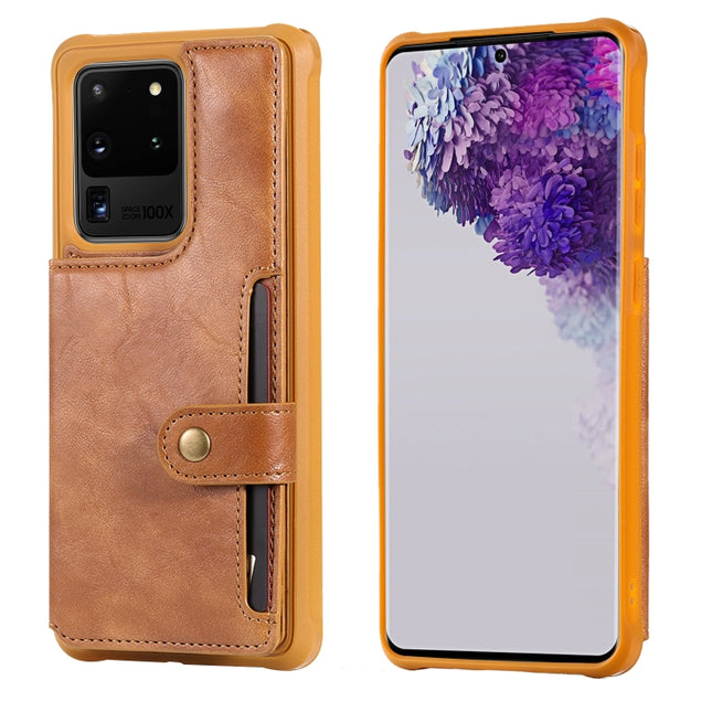 For Galaxy S20 Ultra Shockproof Horizontal Flip Protective Case with Holder & Card Slots & Wallet & Photo Frame & Short + Long Lanyard(Brown)-garmade.com