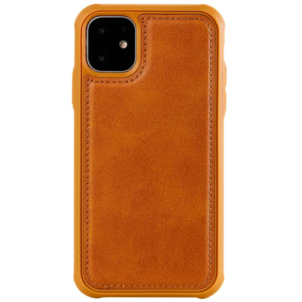 For iPhone 11 Magnetic Shockproof PC + TPU + PU Leather Protective Case(Brown)-garmade.com
