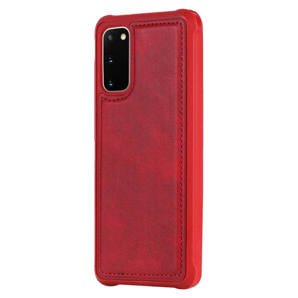 For Galaxy S20 Magnetic Shockproof PC + TPU + PU Leather Protective Case(Red)-garmade.com