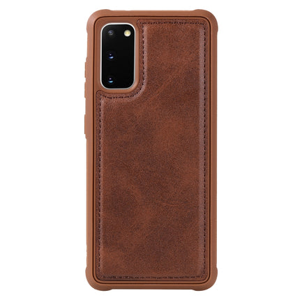 For Galaxy S20 Magnetic Shockproof PC + TPU + PU Leather Protective Case(Coffee)-garmade.com