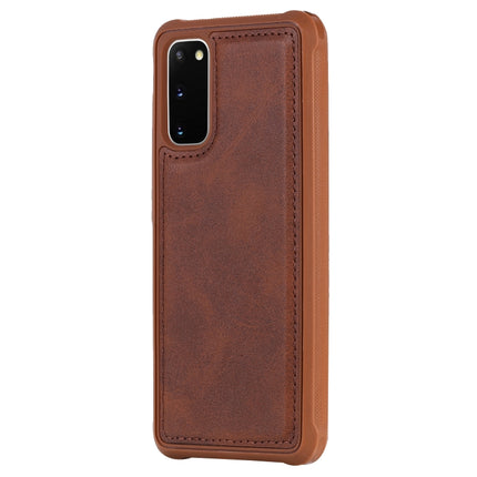 For Galaxy S20 Magnetic Shockproof PC + TPU + PU Leather Protective Case(Coffee)-garmade.com