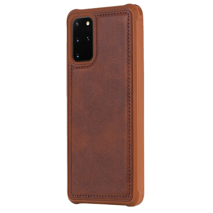For Galaxy S20+ Magnetic Shockproof PC + TPU + PU Leather Protective Case(Coffee)-garmade.com