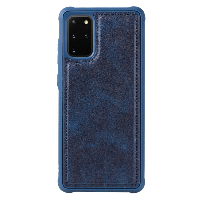 For Galaxy S20+ Magnetic Shockproof PC + TPU + PU Leather Protective Case(Blue)-garmade.com