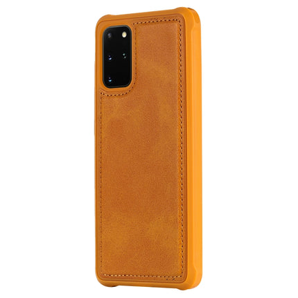 For Galaxy S20+ Magnetic Shockproof PC + TPU + PU Leather Protective Case(Brown)-garmade.com