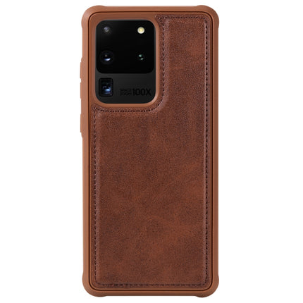 For Galaxy S20 Ultra Magnetic Shockproof PC + TPU + PU Leather Protective Case(Coffee)-garmade.com