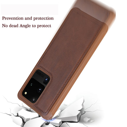 For Galaxy S20 Ultra Magnetic Shockproof PC + TPU + PU Leather Protective Case(Coffee)-garmade.com