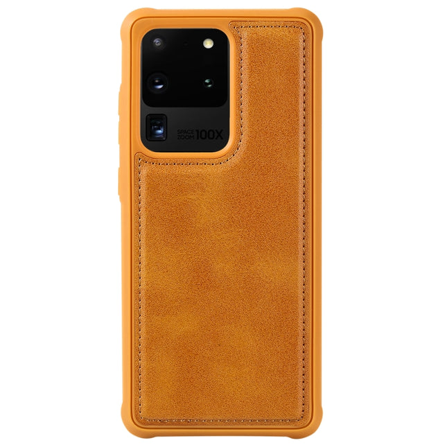 For Galaxy S20 Ultra Magnetic Shockproof PC + TPU + PU Leather Protective Case(Brown)-garmade.com