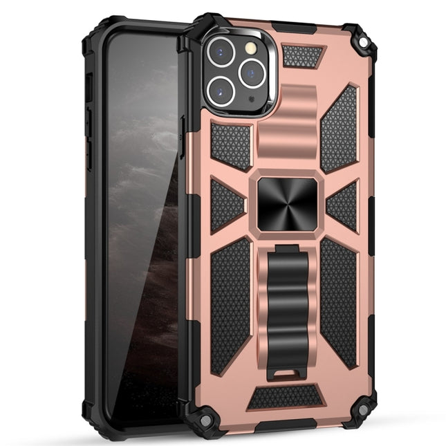 For iPhone 11 Pro Armor Shockproof TPU + PC Magnetic Protective Case with Holder(Rose Gold)-garmade.com